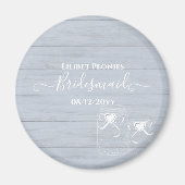 BOHO Dusty Blue Driftwood Mason Jars Wedding Magneet (Voorkant)