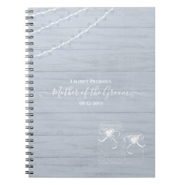 BOHO Dusty Blue Driftwood Mason Jars Wedding Notitieboek