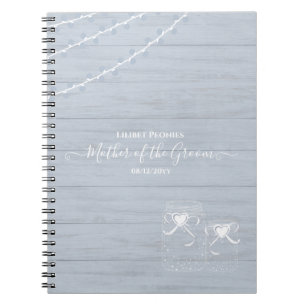 BOHO Dusty Blue Driftwood Mason Jars Wedding Notitieboek