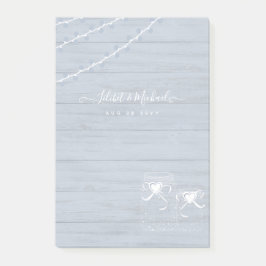 BOHO Dusty Blue Driftwood Mason Jars Wedding Post-it® Notes
