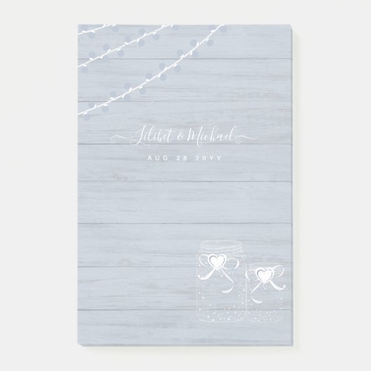 BOHO Dusty Blue Driftwood Mason Jars Wedding Post-it® Notes (Voorkant)