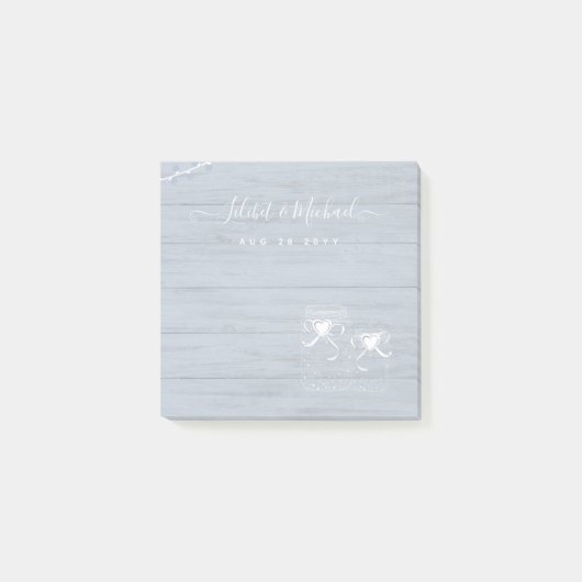 BOHO Dusty Blue Driftwood Mason Jars Wedding Post-it® Notes (Voorkant)