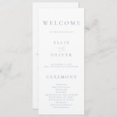 Boho Dusty Blue Elegant 1 minimalistische bruiloft Programmakaart (Voorkant / Achterkant)