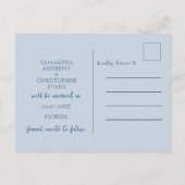 Boho Dusty Blue en Blauwgroen Save the Date Weddin Briefkaart (Achterkant)