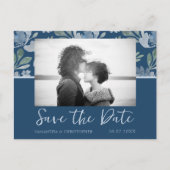 Boho Dusty Blue en Blauwgroen Save the Date Weddin Briefkaart (Voorkant)