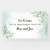 Boho Dusty Blue Engagement Party Welkom Spandoek (Horizontaal)