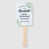 Boho Dusty Blue Eucalyptus-Afstuderen Handwaaier (Voorkant)