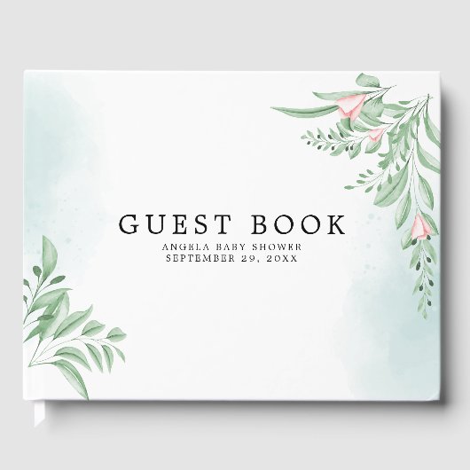 Boho Dusty Blue Eucalyptus ​baby shower Gastenboek (Voorkant)
