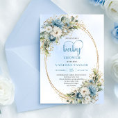 Boho Dusty Blue Eucalyptus Baby Shower Invitation Kaart
