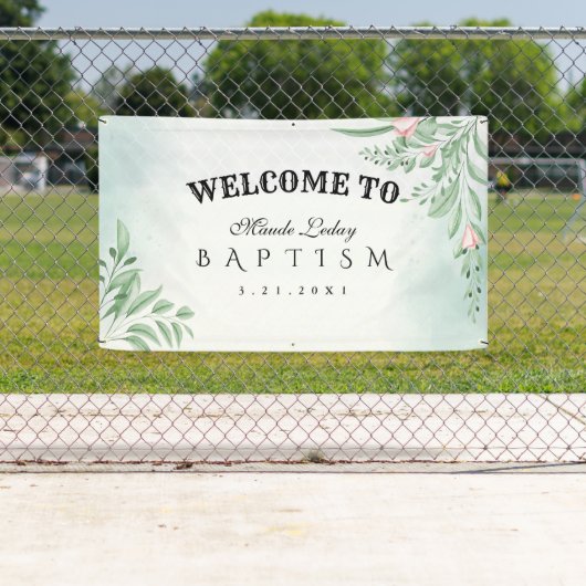 Boho Dusty Blue Eucalyptus Baptism Welkom Spandoek (Insitu)