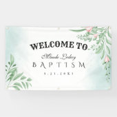 Boho Dusty Blue Eucalyptus Baptism Welkom Spandoek (Horizontaal)