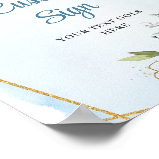 Boho Dusty Blue Eucalyptus Custom DIY Wedding Sign Poster (Hoek)