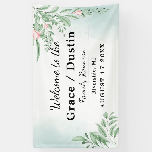 Boho Dusty Blue Eucalyptus Family Reunion Spandoek (Verticaal)