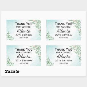 Boho Dusty Blue Eucalyptus Green 30e verjaardag Rechthoekige Sticker