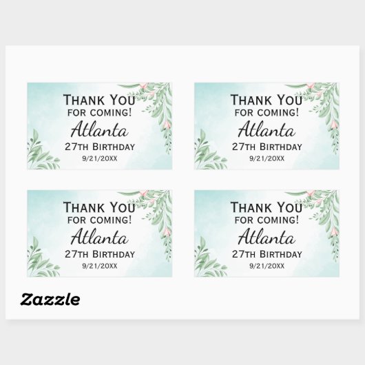Boho Dusty Blue Eucalyptus Green 30e verjaardag Rechthoekige Sticker (Vel)
