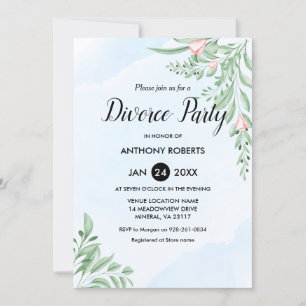 Boho Dusty Blue Eucalyptus Greenery Divorce  Kaart