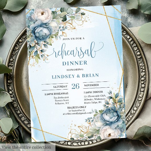 Boho Dusty Blue Eucalyptus Greenery Rehearsal  Kaart