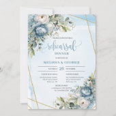Boho Dusty Blue Eucalyptus Greenery Rehearsal  Kaart (Voorkant)