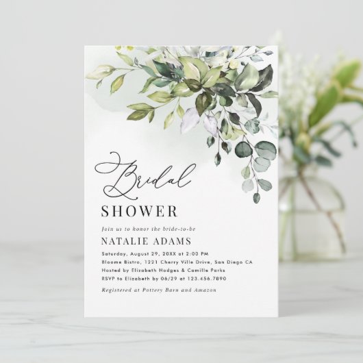 Boho Dusty Blue Eucalyptus Greenery Vrijgezellenfe Kaart (Staand voorkant)
