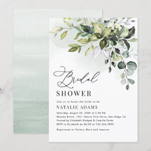 Boho Dusty Blue Eucalyptus Greenery Vrijgezellenfe Kaart