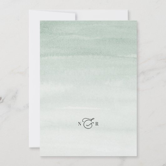 Boho Dusty Blue Eucalyptus Greenery Wedding Kaart (Achterkant)