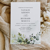 Boho Dusty Blue Eucalyptus Greenery Wedding Kaart