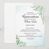 Boho Dusty Blue Eucalyptus Quinceanera Save The Date (Voorkant / Achterkant)