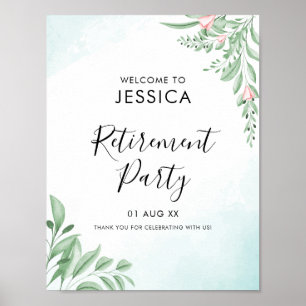 Boho Dusty Blue Eucalyptus Retirement Welkom Poster