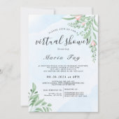 Boho Dusty Blue Eucalyptus Virtual Vrijgezellenfee Kaart (Voorkant)