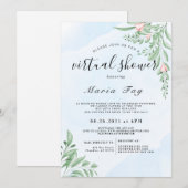 Boho Dusty Blue Eucalyptus Virtual Vrijgezellenfee Kaart (Voorkant / Achterkant)