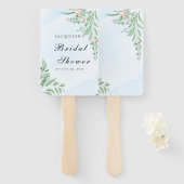 Boho Dusty Blue Eucalyptus-Vrijgezellenfeest Handwaaier (Voorkant en achterkant)