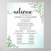 Boho Dusty Blue Eucalyptus Wedding Programme Poster (Voorkant)