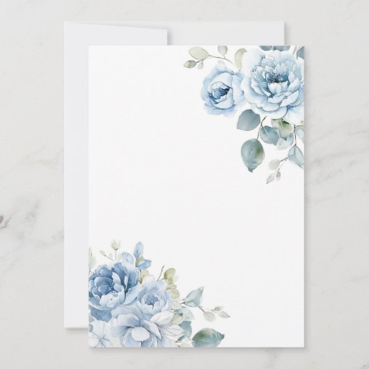 Boho Dusty Blue Floral Baby in Bloom Baby shower Kaart (Achterkant)