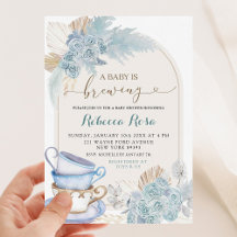 Boho Dusty Blue Floral Baby is Baby shower brouwen