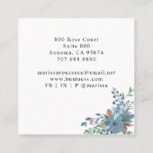 Boho Dusty Blue Floral Botanical Vierkante Visitekaartje (Achterkant)