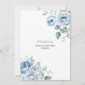 Boho Dusty Blue Floral Boy Doop Uitnodiging (Achterkant)