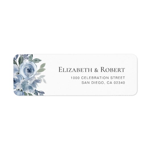 Boho Dusty Blue Floral Custom Address Label (Voorkant)