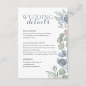Boho Dusty Blue Floral Details Wedding Informatiekaartje (Voorkant)