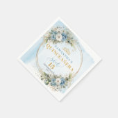 Boho Dusty Blue Floral Eucalyptus Gold Glitter  Servet (Hoek)