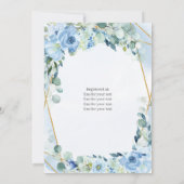 Boho Dusty Blue Floral Gold Geometrisch Lijst Enga Kaart (Achterkant)