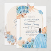 Boho Dusty Blue Floral Kaart (Voorkant / Achterkant)