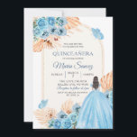 Boho Dusty Blue Floral Kaart<br><div class="desc">Boho Dusty Blue Floral Spain Girl XV Años Invitation</div>