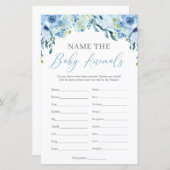 Boho Dusty Blue Floral Name the Baby Animals (Voorkant / Achterkant)
