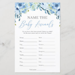 Boho Dusty Blue Floral Name the Baby Animals