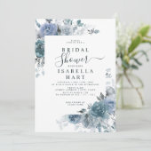 Boho Dusty Blue Floral Pastel Vrijgezellenfeest Kaart (Staand voorkant)