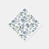 Boho Dusty Blue Floral Pattern Wedding Servet (Hoek)
