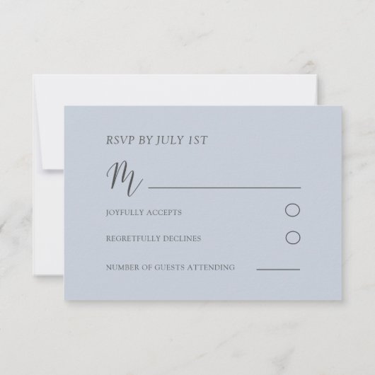 Boho Dusty Blue Floral RSVP Wedding  (Achterkant)