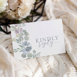 Boho Dusty Blue Floral RSVP Wedding