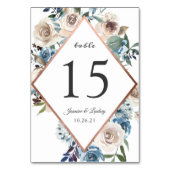 Boho Dusty Blue Floral Rustic Roos Gold Wedding Kaart (Voorkant)
