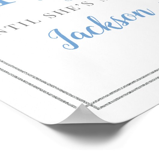 Boho dusty blue floral Silver Counterdown sign Poster (Hoek)